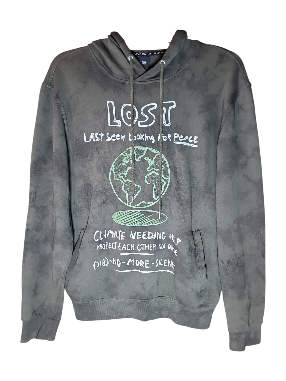 SWITCH Remarkable Hoodie Small Graphic Earth Peace Climate Awareness Sweatshirt